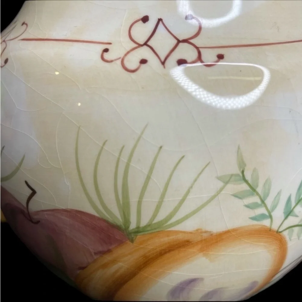 Crate & Barrel Winter Orchard Ceramic Teapot in EUC ~ crazing